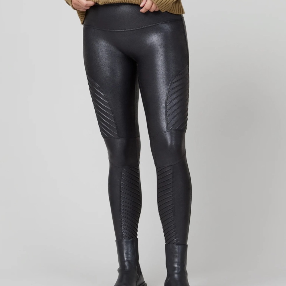 EUC Spanx Faux Leather  Moto Legging